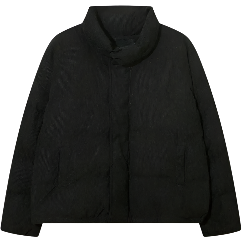 BLACK CORDUROY PUFFER